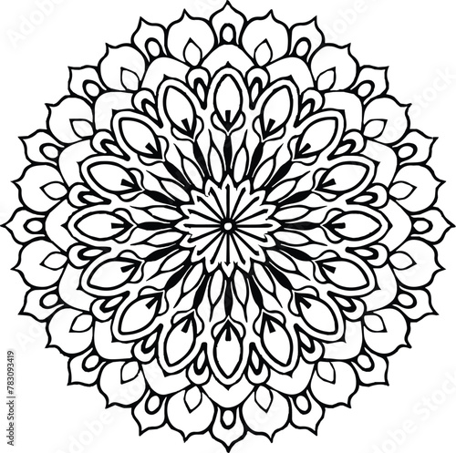 Mandala in circle simple floral art beautiful modern customized unique line art elegant design