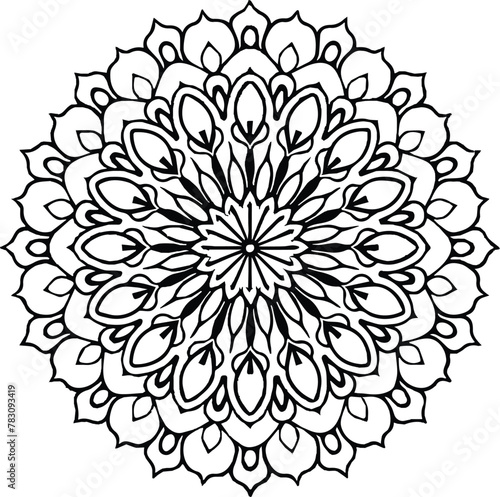 Mandala in circle simple floral art beautiful modern customized unique line art elegant design