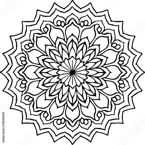 Mandala in circle simple floral art beautiful modern customized unique line art elegant design