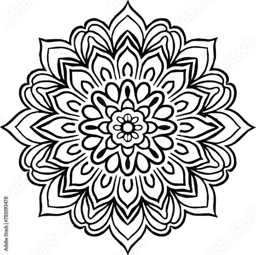 Mandala in circle simple floral art beautiful modern customized unique line art elegant design