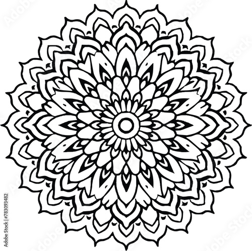 Mandala in circle simple floral art beautiful modern customized unique line art elegant design