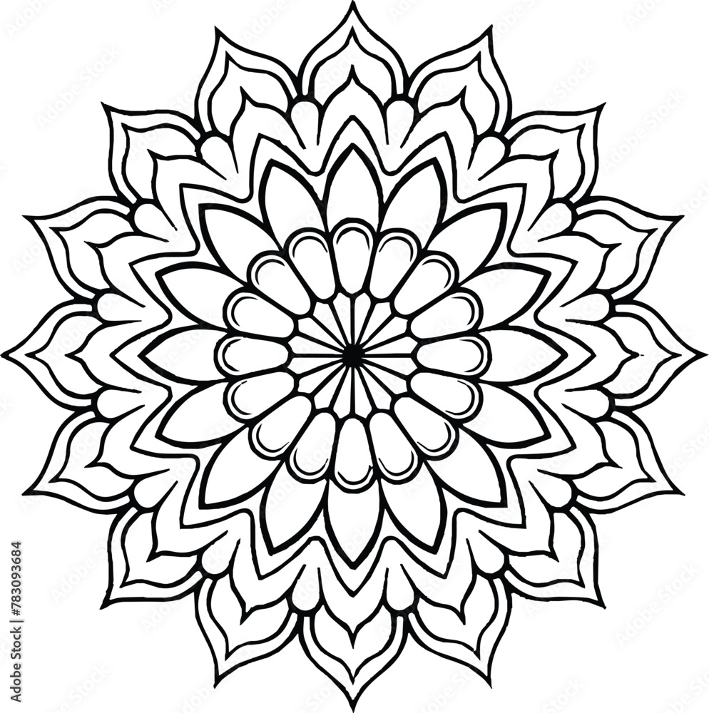 Mandala in circle simple floral art beautiful modern customized unique line art elegant design Mandala in circle simple floral art beautiful modern customized unique line art elegant design