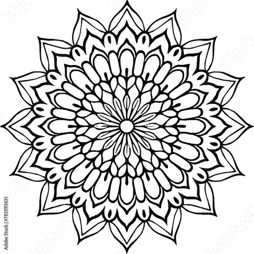 Mandala in circle simple floral art beautiful modern customized unique line art elegant design