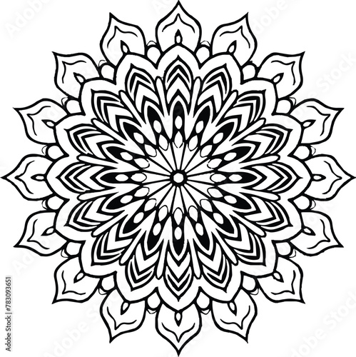 Mandala in circle simple floral art beautiful modern customized unique line art elegant design