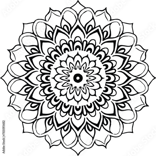 Mandala in circle simple floral art beautiful modern customized unique line art elegant design