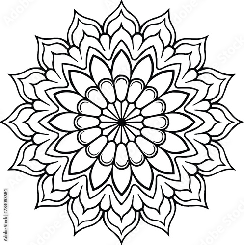 Mandala in circle simple floral art beautiful modern customized unique line art elegant design