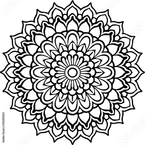 Mandala in circle simple floral art beautiful modern customized unique line art elegant design