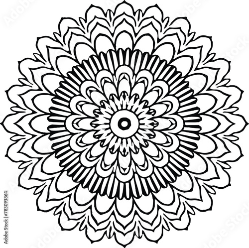 Mandala in circle simple floral art beautiful modern customized unique line art elegant design