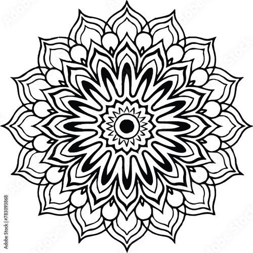 Mandala in circle simple floral art beautiful modern customized unique line art elegant design