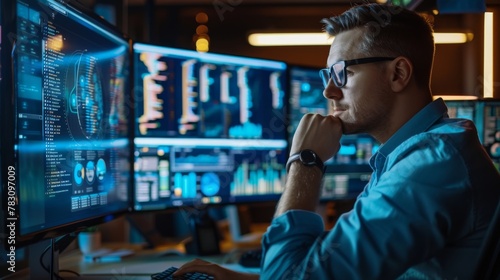 Man Working at Computer Desk