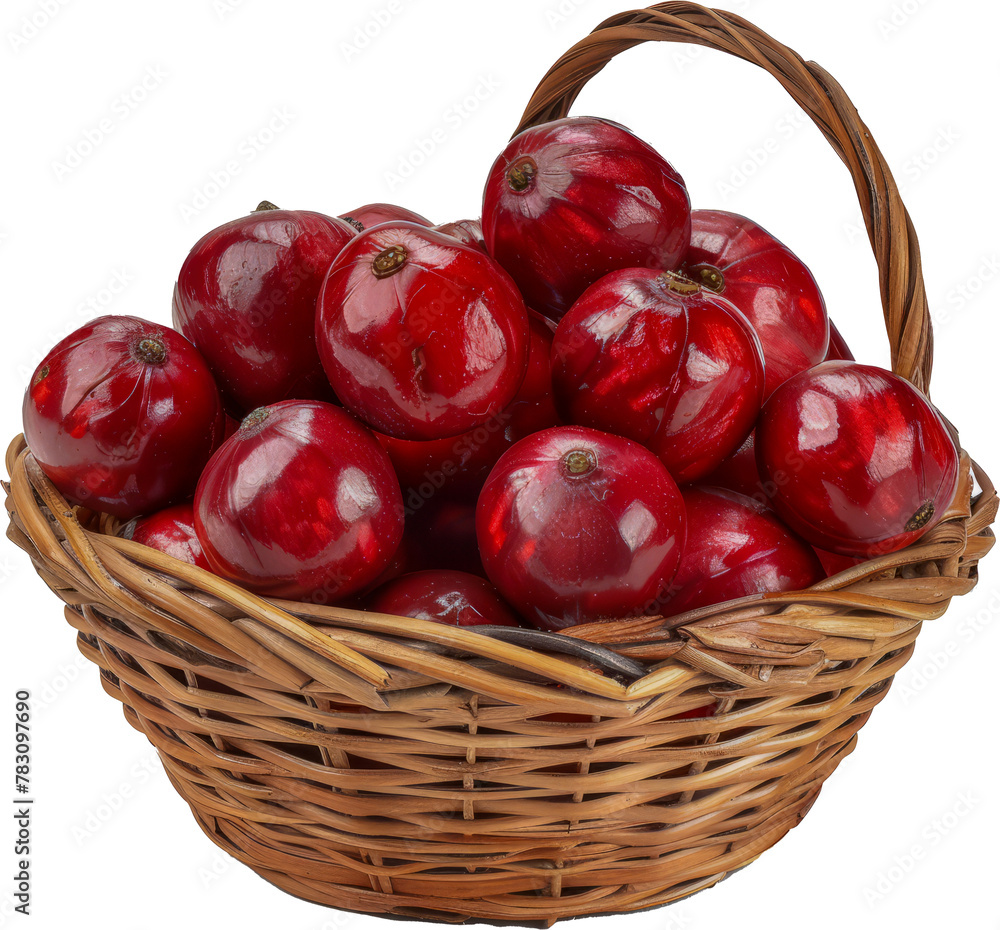 Juicy jujube in a rustic wicker basket cut out png on transparent background Juicy jujube in a rustic wicker basket cut out png on transparent background