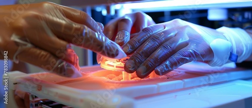 Revolutionary skin graft procedure using bioprinting technology, showcasing the machine and the detailed process