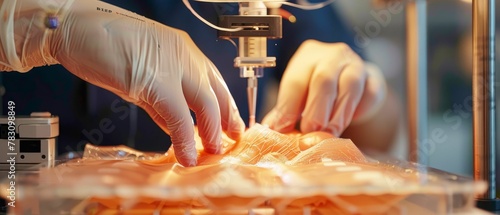 Revolutionary skin graft procedure using bioprinting technology, showcasing the machine and the detailed process