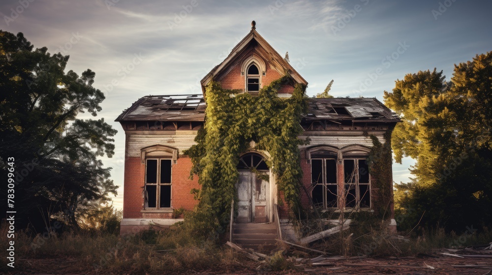 Neglected schoolhouse from Victorian times
