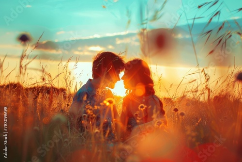 Summer Love: Romantic Couple Embracing in Nature