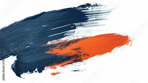 Vibrant Blue and Orange Brush Strokes on White Background