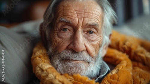 Elderly Man with a Wisdom Gaze Resting at Home