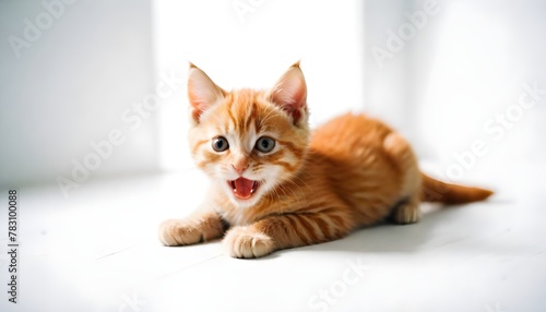 Adorable Ginger Kitten on White Background © Aoi