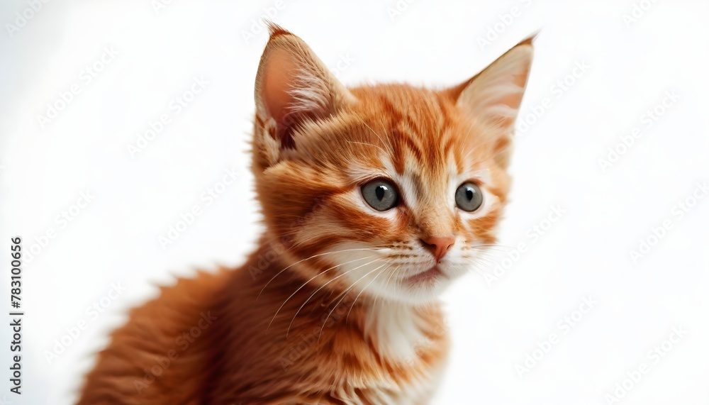 Adorable Ginger Kitten on White Background