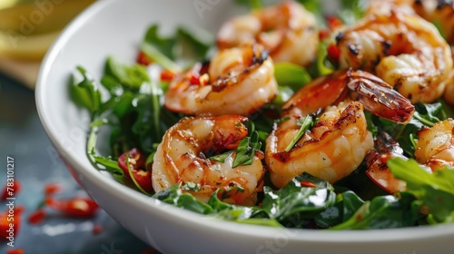Grilled Shrimp Salad with Fresh Greens and Herbs