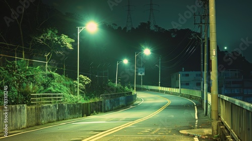 The tranquil,romantic and beautiful street light at scenic night in Taiwan Provincial Highway