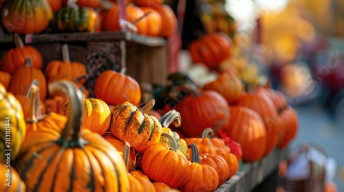Autumn Pumpkin Display at Outdoor Market