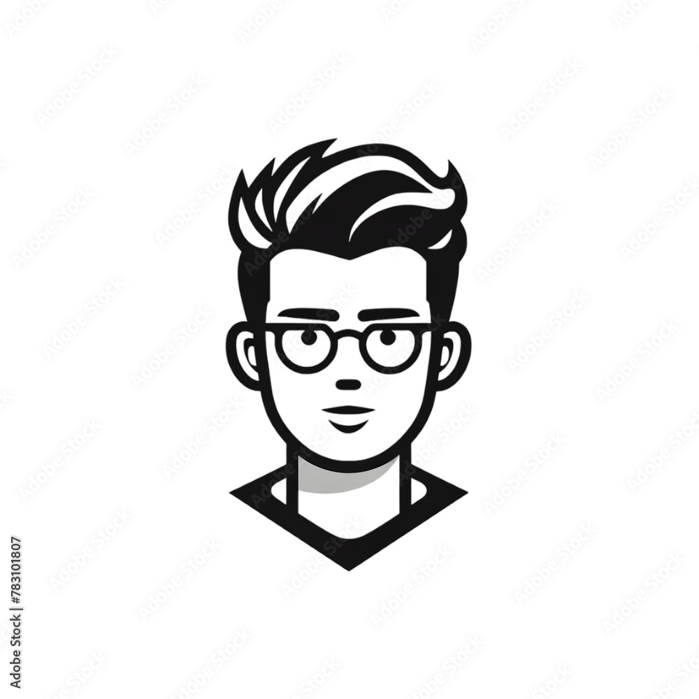 Man face black linear cartoon icon of user isolated on transparent background Man face black linear cartoon icon of user isolated on transparent background