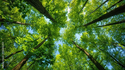 Sunlight Piercing Through Lush Forest Canopy. World Environment Day