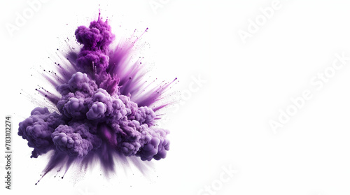 Purple powder explosion cloud on white background  generative ai