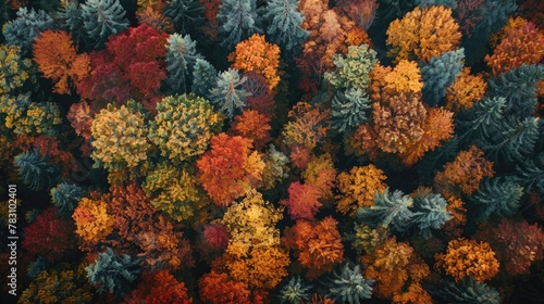Autumn Splendor from Above: Vibrant Forest Canopy
