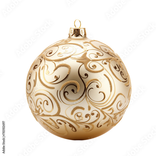 Gold christmas decoration ball isolated on transparent background