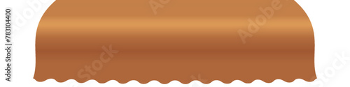 Shop awning tent with wavy edge. Cafe sunshade, store canopy, pure bronze dome roof. 3D realistic vector illustration isolated on white.