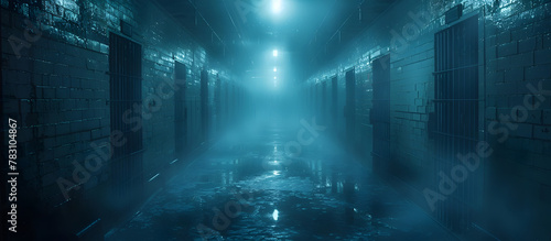 Blurry Futuristic Cryogenic Prison with Inmates in Stasis Pods Surrounded by Cryogenic Mist in a Dystopian Sci Fi Documentary Style Environment photo