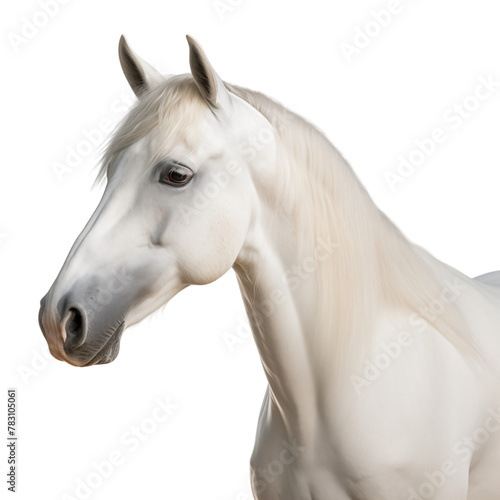 White arabian horse cutout isolated on transparent background