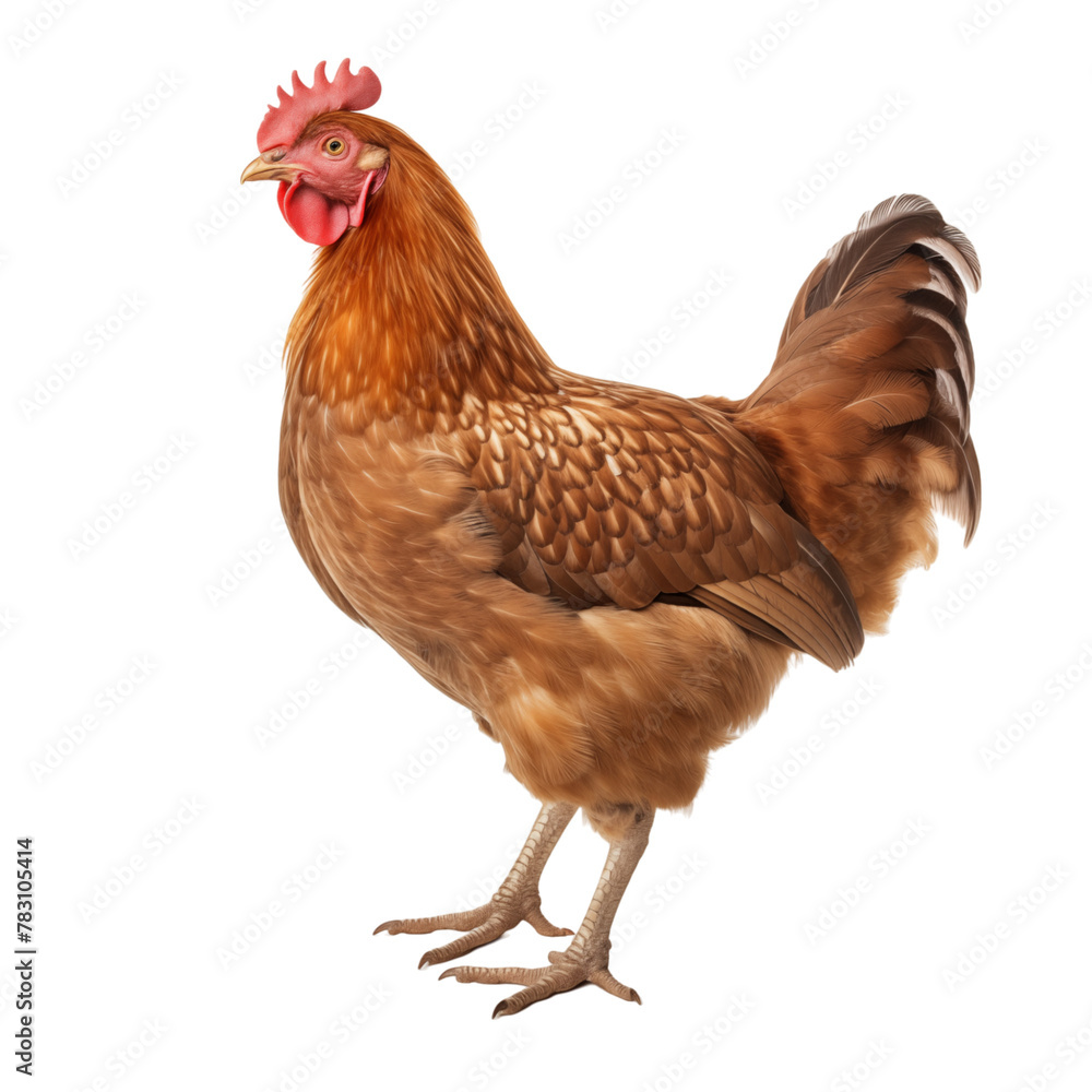 Brown chicken hen isolated on transparent background