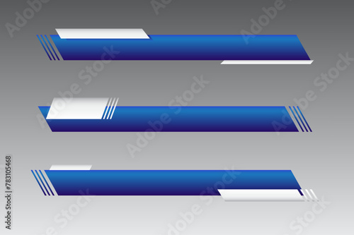 Set of news bars with copy space. Banners for broadcasting with negative space to insert text. Television video template. Vector illustration. Concept of social media, information. Copy space.