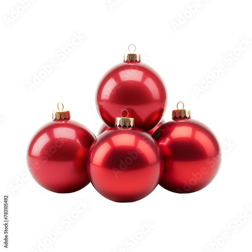 Red Christmas Ornaments isolated on transparent background