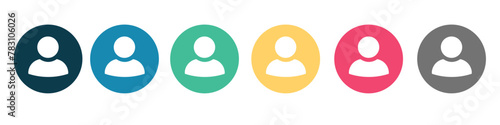 Set user avatar icon, button, profile symbol, flat person icon