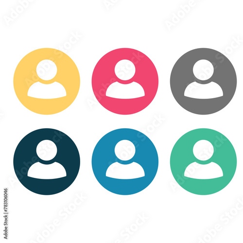 Set user avatar icon, button, profile symbol, flat person icon