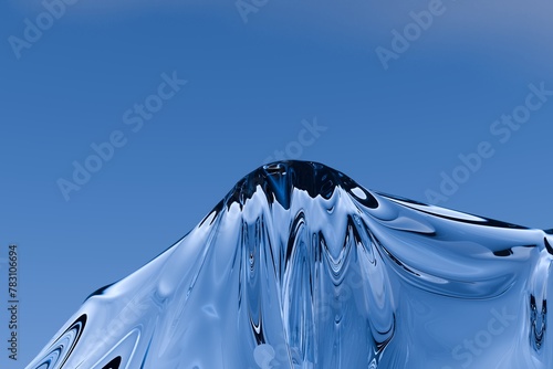 Fototapeta Naklejka Na Ścianę i Meble -  3d render of silvery draping cloth and blue background