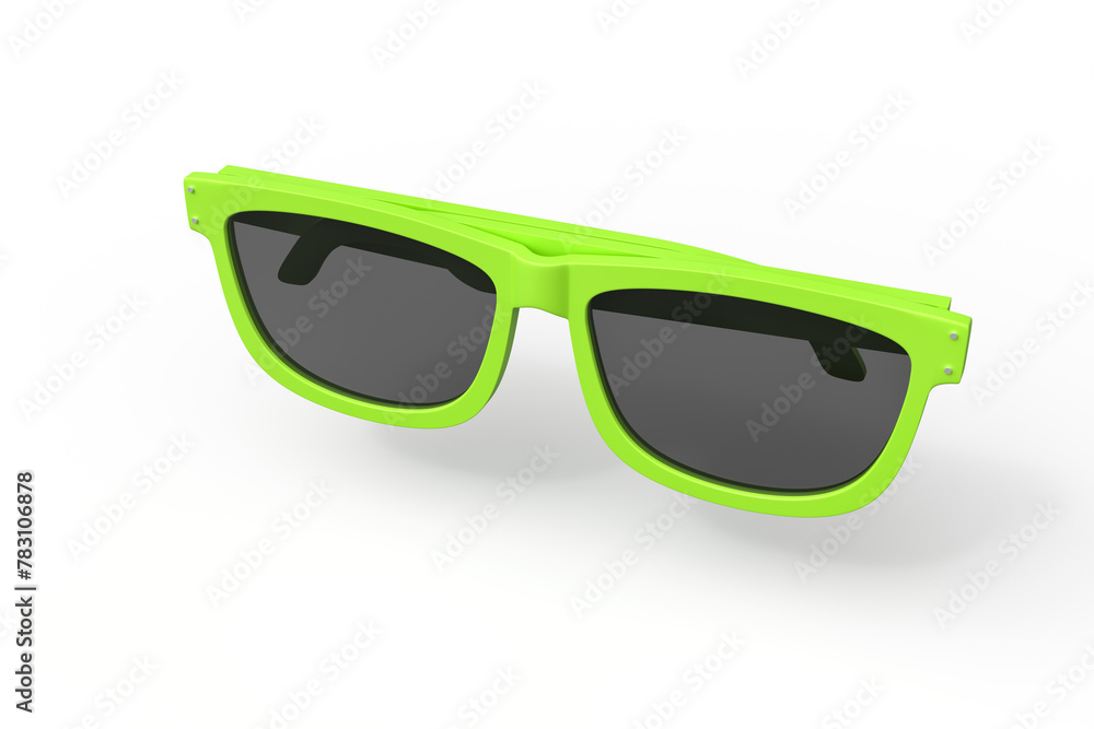 Green sunglasses angled on a plain background Green sunglasses angled on a plain background