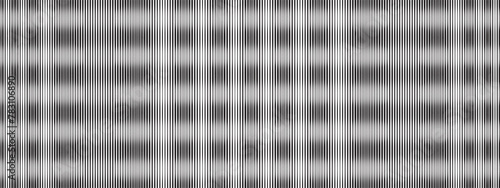 Moire optical effect of surreal psychedelic background. Seamless pattern with grunge texture. Black and white abstract bg. Simple pattern with lines