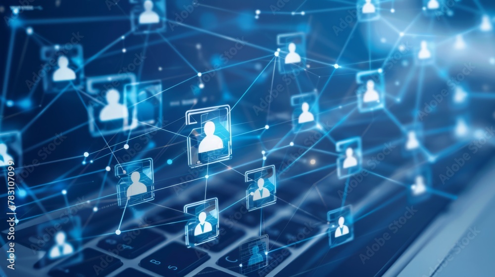 Network of People on Computer Keyboard Network of People on Computer Keyboard