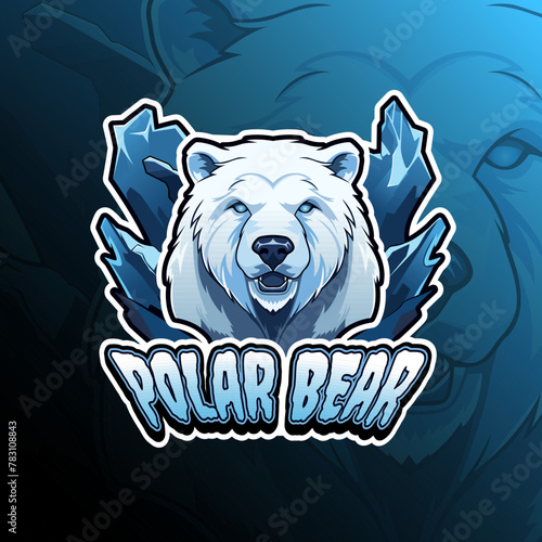 Polar bear mascot logo design vector for badge, emblem, esport and t-shirt printing. Editable text