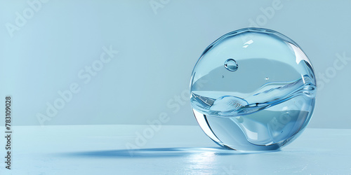 Close up view of blue abstract glass sphere on blue background Blue Marble Blue Glass Sphere Sky Ball Bubble Crystal Globe 