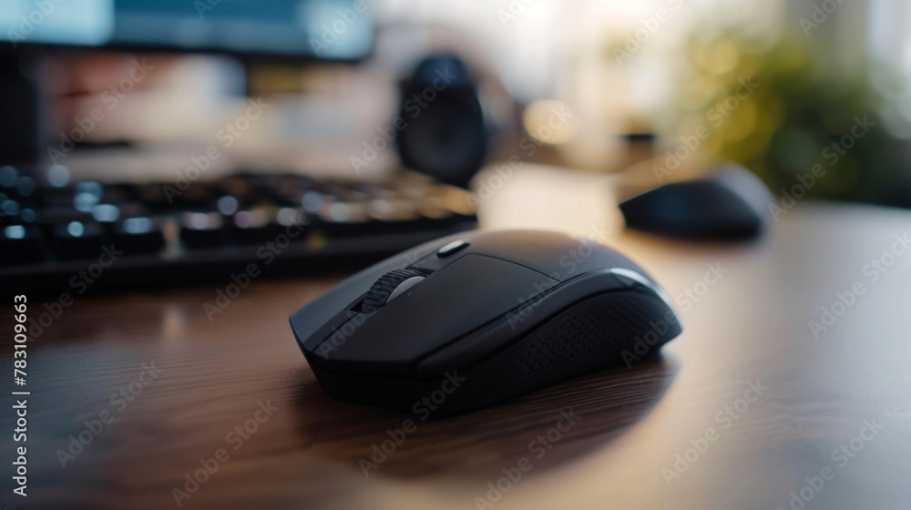 Computer Mouse on Wooden Desk Computer Mouse on Wooden Desk