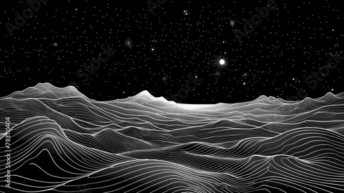 A black and white image of a vast, empty space with a few stars scattered throughout. The image has a sense of loneliness and emptiness, as if it were a vast, desolate planet with no life