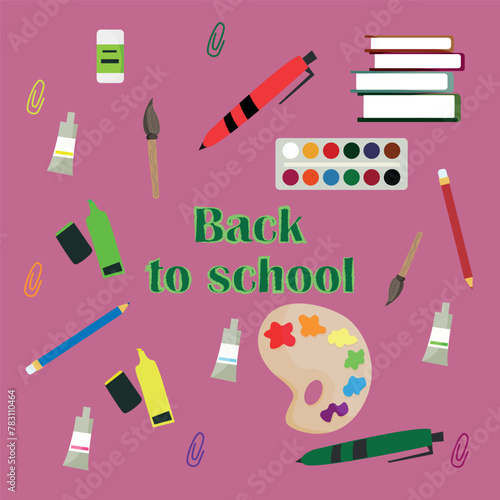 Back to school. Vector set on the theme of school subjects and supplies.