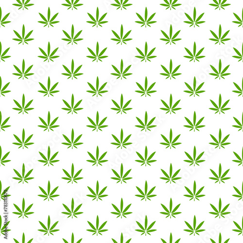 Marijuana leaf logo seamless pattern isolated on white background