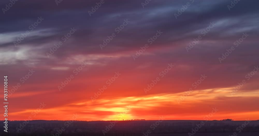 Red sky at sunset in the fields time lapse Red sky at sunset in the fields time lapse